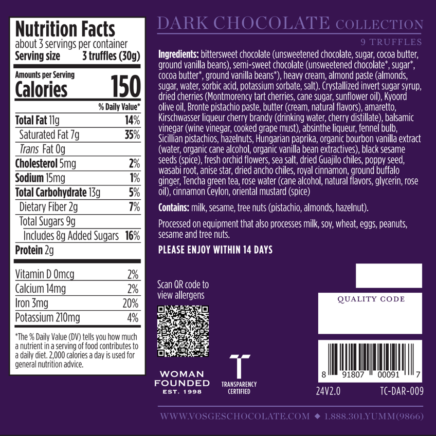 Dark Chocolate Truffles, 9 pieces