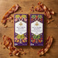 The Bacon Bar Bundle two purple boxed chocolates with crispy bacon on a wooden surface