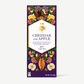 A tall rectangular chocolate bar package labeled 'Cheddar and Apple' by The Confectionery. The package is deep purple with an illustrated label panel showing cheddar cheese, apple slices, flowers, and cocoa pods, plus text including '45% Cacao' and 'Net Wt 3 oz (85g)'.