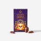 A box of Chocolate Skulls with three chocolate skull candies placed in front on a clean white background.