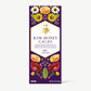 Raw honey cacao bar packaging with floral and honeycomb design on a white background