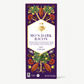 Box of Mo's Dark Bacon chocolate with a purple background and cacao tree illustration.