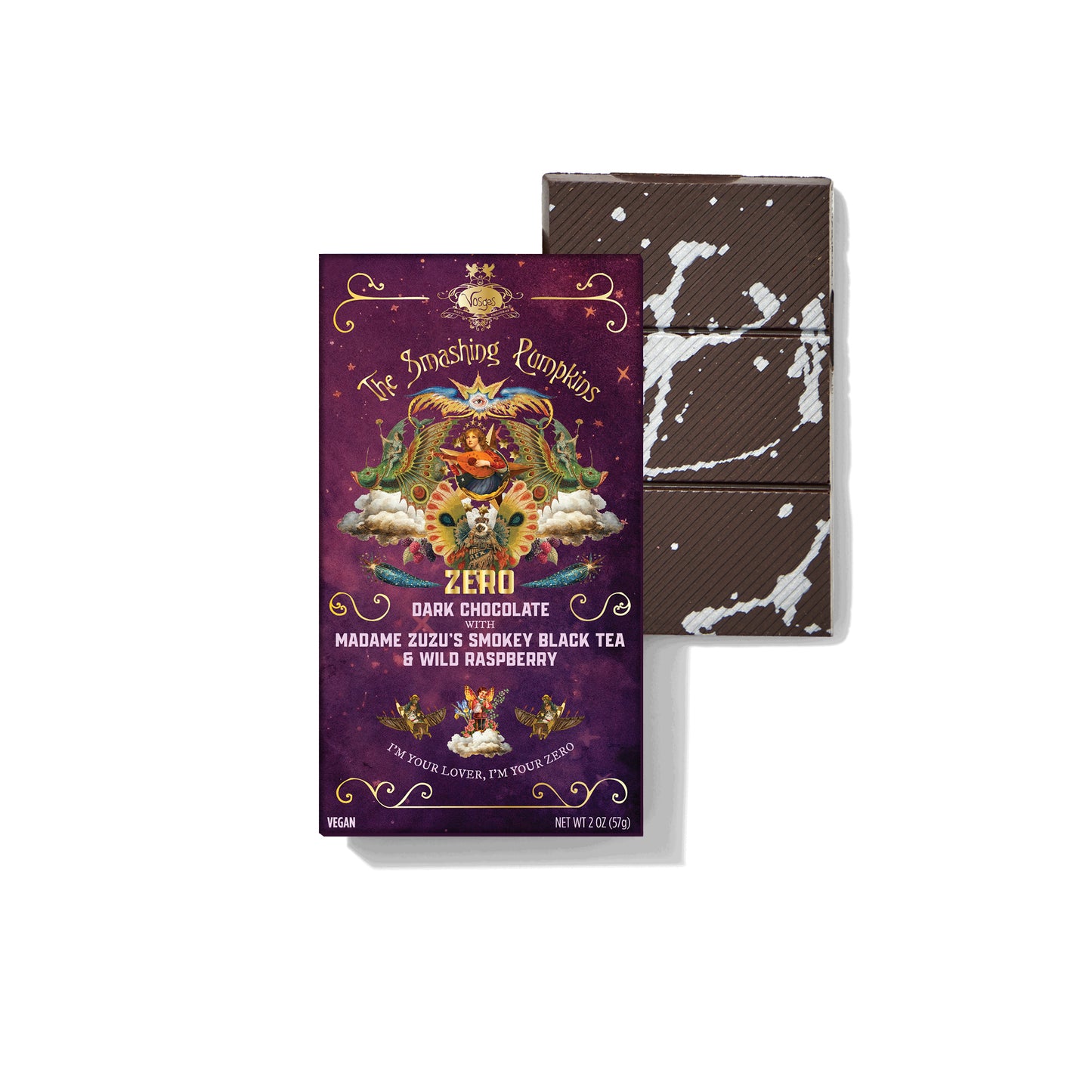 Smashing Pumpkins x Vosges ZERO Raspberry Black Tea Dark Chocolate Bar