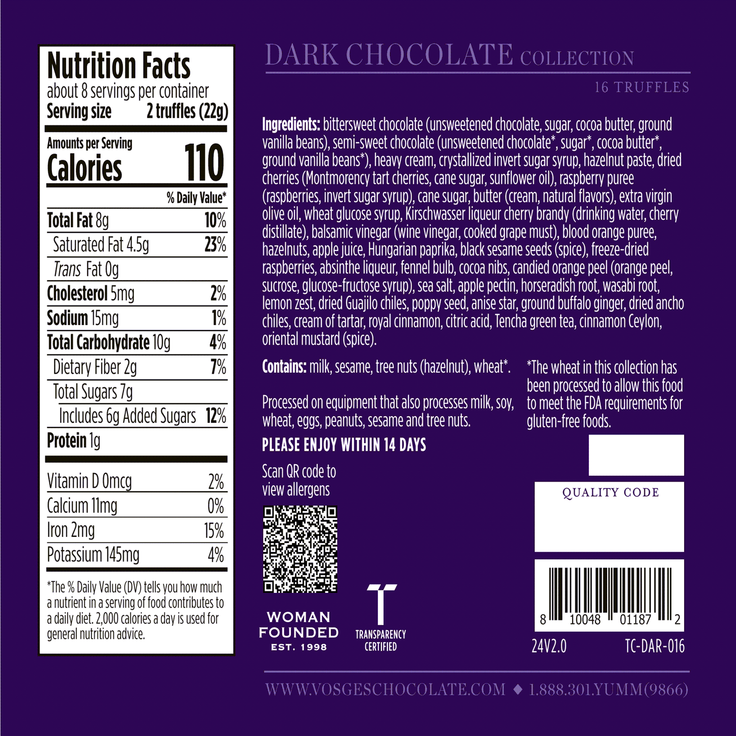 Dark Chocolate Truffles, 16 pieces